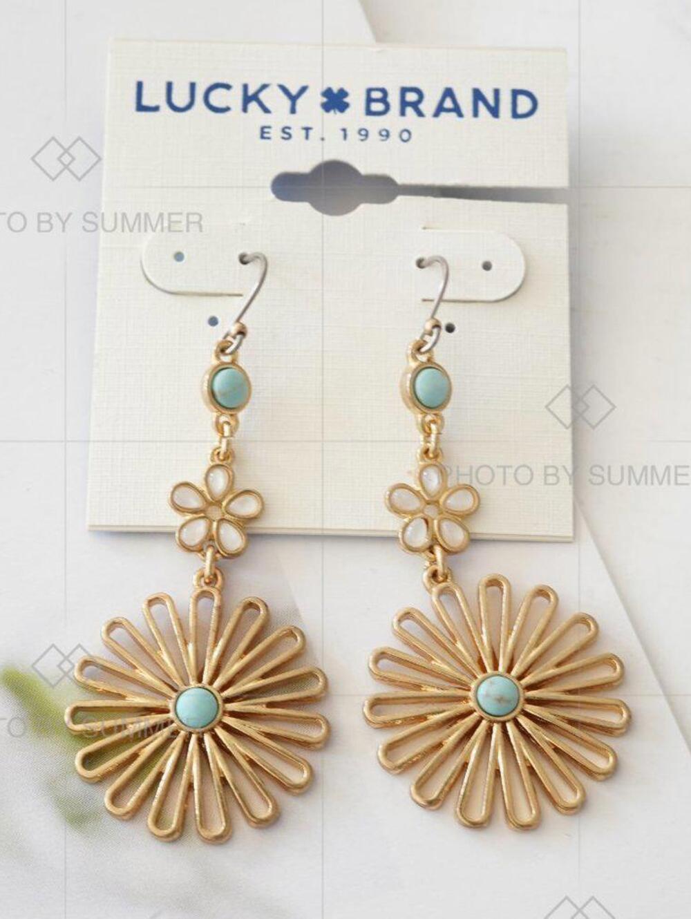 Lucky Brand Daisy Statement Earrings Mother of Pearl/ Turquoise